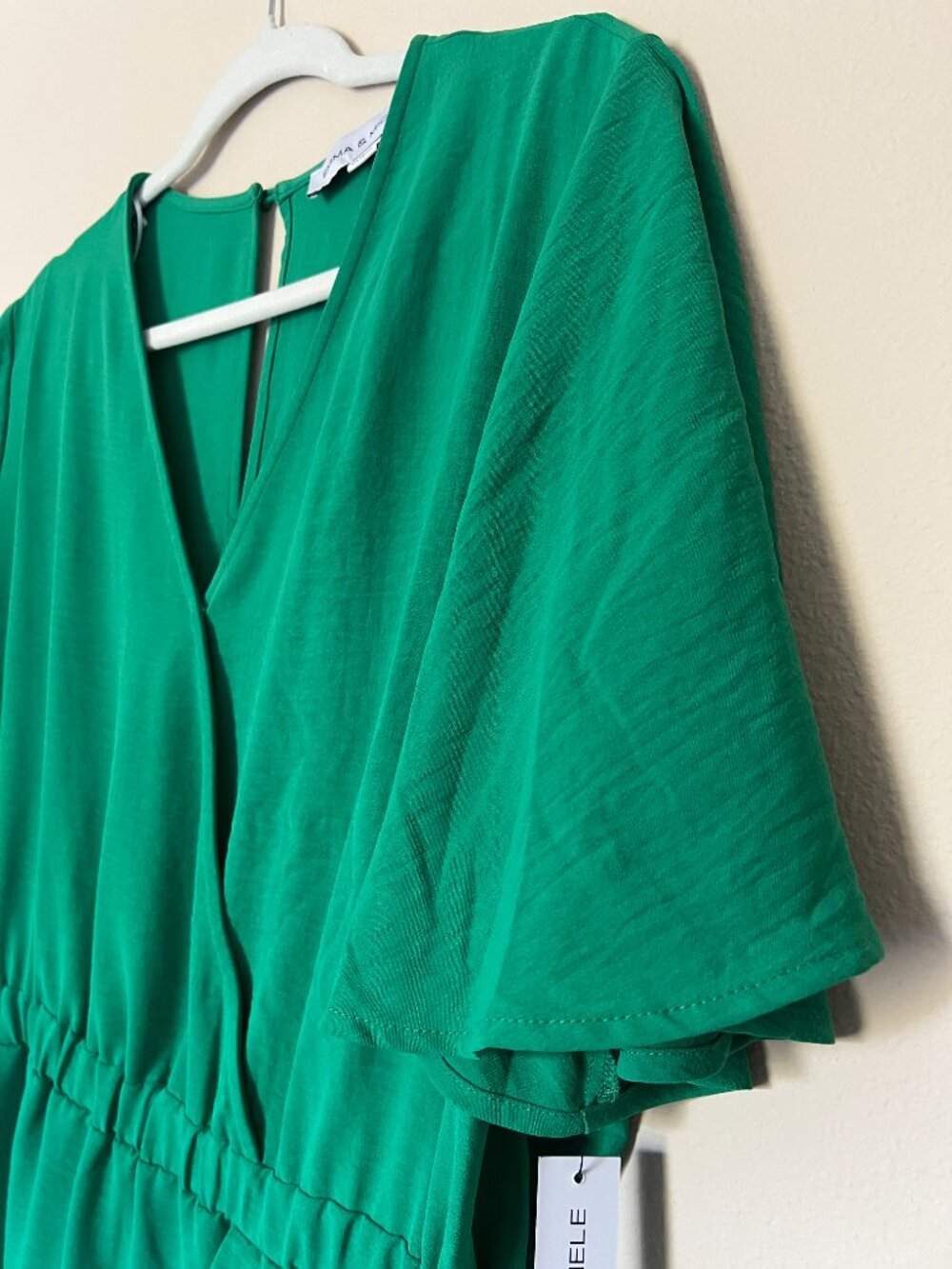 Emma & Michele V Neck Flutter Sleeve Skort Romper - Green - Size XL - Picture 3 of 6